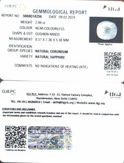 2.98/CT Natural White Sapphire with Govt Lab Certificate-5008D18256